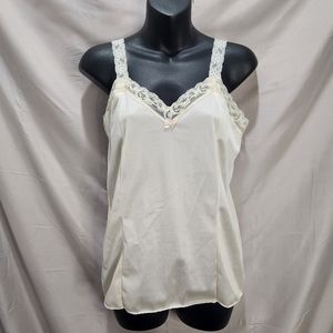 Greenco Maid Vintage 90s Cream Lace Lingerie Slip Cami Tank Top